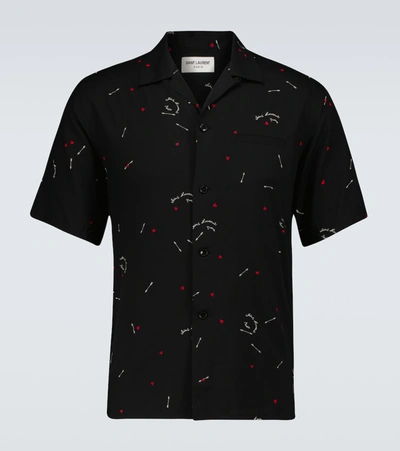 Shop Saint Laurent Printed Short-sleeved Shirt In Black