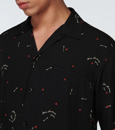 Shop Saint Laurent Printed Short-sleeved Shirt In Black