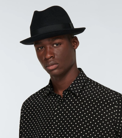 Shop Saint Laurent Felt Fedora Hat In Black