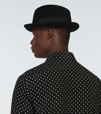 Shop Saint Laurent Felt Fedora Hat In Black