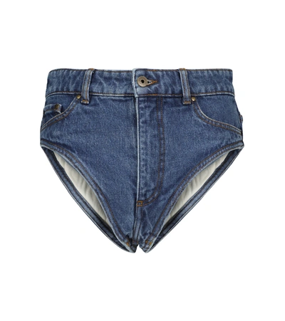 Shop Y/project Denim Shorts In Blue