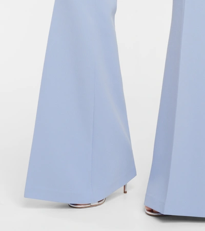 Shop Safiyaa Halluana High-rise Flared Crêpe Pants In Blue