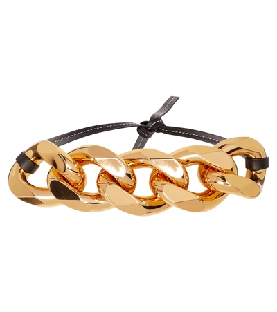 Shop Jw Anderson Chain Embellished Leather Strap In Gold