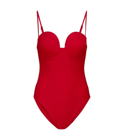 Shop Magda Butrym Bustier Swimsuit In Red