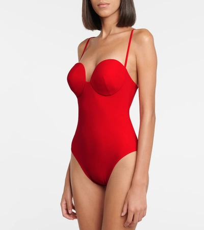 Shop Magda Butrym Bustier Swimsuit In Red