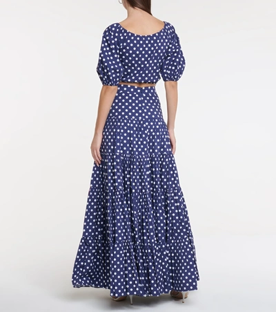 Shop Caroline Constas Rhys Polka-dot Crop Top In Blue