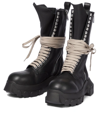 Shop Rick Owens Leather Combat Boots In Black