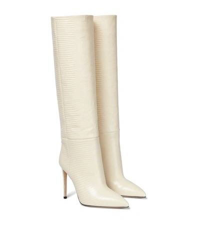 Shop Paris Texas Lizard-effect Leather Knee-high Boots In White