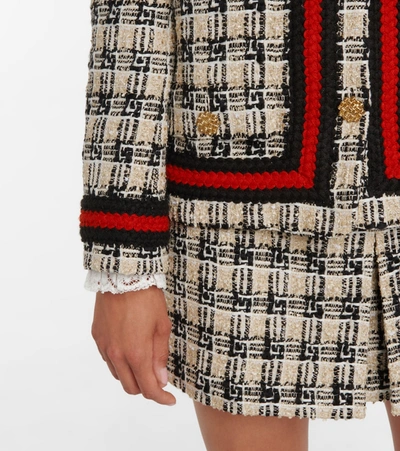 Shop Gucci Checked Tweed Jacket In Multicoloured