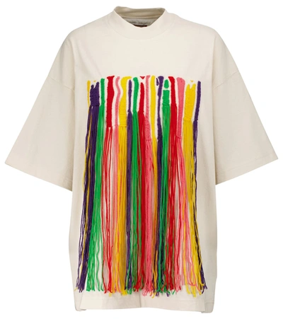 Shop Palm Angels X Missoni Fringe Cotton T-shirt In Multicoloured