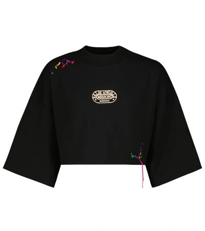 Shop Palm Angels X Missoni Logo Cotton Crop Top In Black