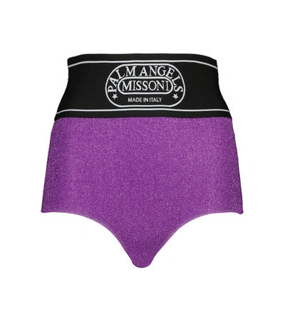 Shop Palm Angels X Missoni Metallic Knit Shorts In Purple