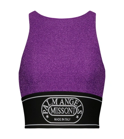 Shop Palm Angels X Missoni Metallic Knit Crop Top In Purple