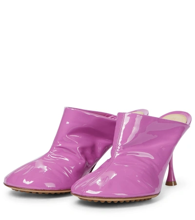 Shop Bottega Veneta Dot Sock Patent Leather Mules In Pink