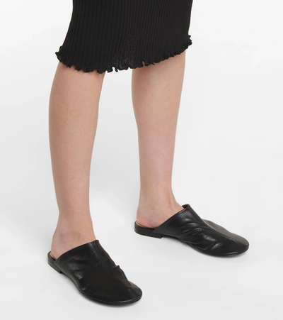 Shop Bottega Veneta Dot Sock Leather Slippers In Black