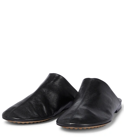 Shop Bottega Veneta Dot Sock Leather Slippers In Black