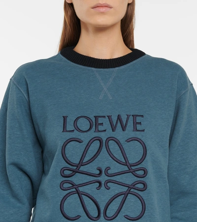 Shop Loewe Anagram Cotton Sweatshirt In Blue
