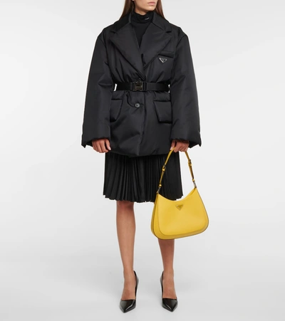 Prada Re-nylon Belted Padded Jacket In Black