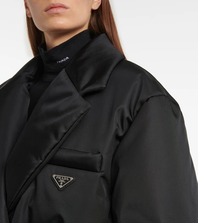 Prada Re-nylon Belted Padded Jacket In Black