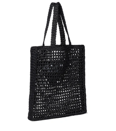 Prada Womens Black Logo-embellished Crochet Viscose Tote Bag In Black