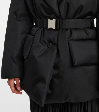 Prada Re-nylon Belted Padded Jacket In Black