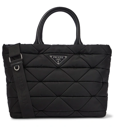 Prada Re-nylon Quilted Tote In Black