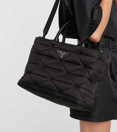 Prada Re-nylon Quilted Tote In Black