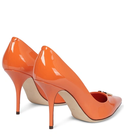 Shop Dolce & Gabbana Dg Patent Leather Pumps In Orange