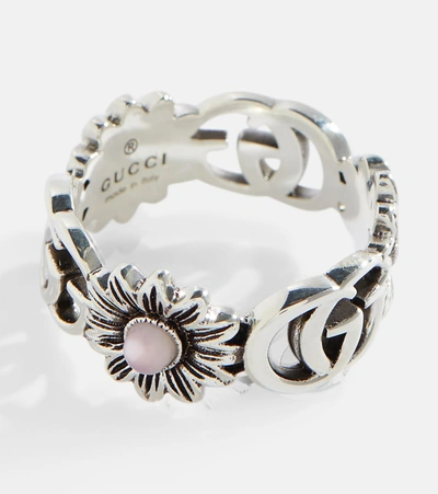 Shop Gucci Gg Marmont Sterling Silver Ring With Pearls