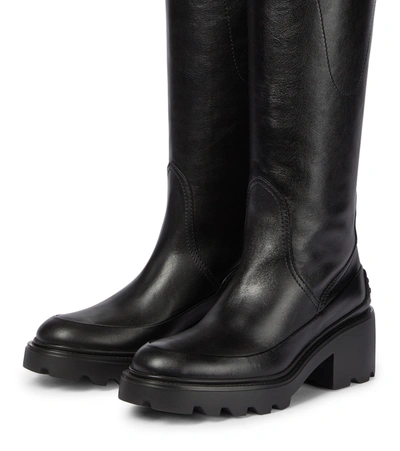 Shop Tod's Leather Boots In Black