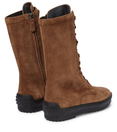 Shop Tod's Gommino Suede Ankle Boots In Brown
