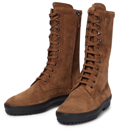 Shop Tod's Gommino Suede Ankle Boots In Brown