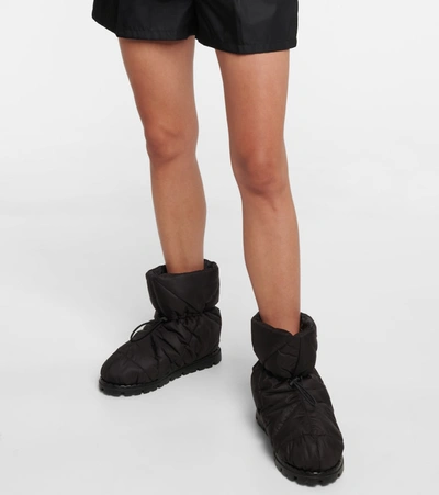 Prada Black Quilted Nylon Drawstring Ankle Boots In Nero ModeSens