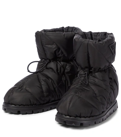 Shop Prada Blow Quilted Nylon Snow Boots In Black