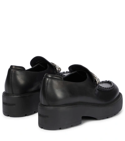 Shop Miu Miu Chunky Leather Loafers In Black