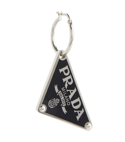 Prada Symbole Pendant Right Earring In Black