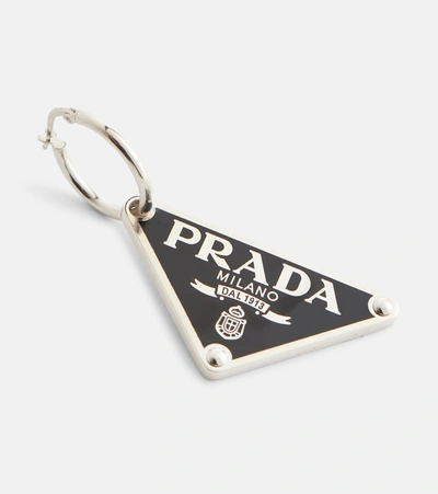 Prada Symbole Pendant Right Earring In Black