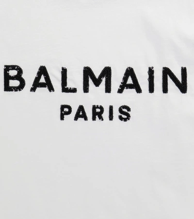 Shop Balmain Logo Cotton T-shirt Dress In White