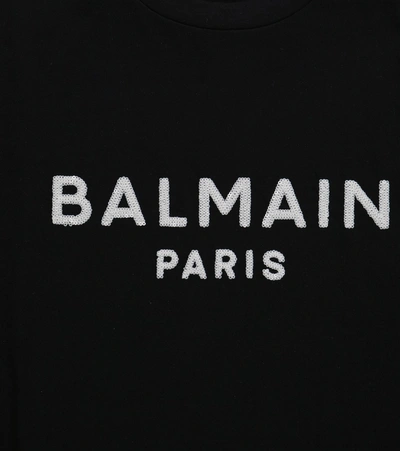 Shop Balmain Logo Cotton T-shirt Dress In Black