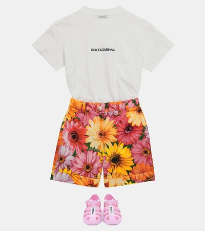 Shop Dolce & Gabbana Floral Cotton Poplin Shorts In Multicoloured
