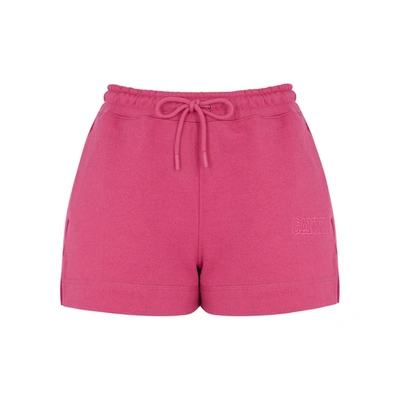 Shop Ganni Isoli Fuchsia Jersey Shorts