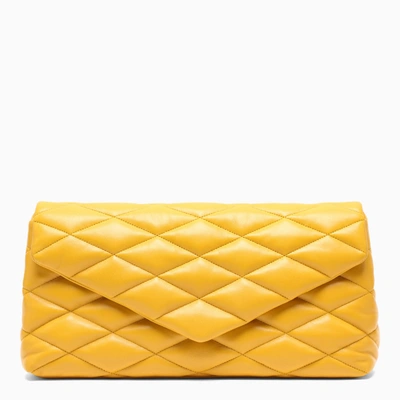 Saint Laurent Yellow Sade Soft Clutch In Yellow