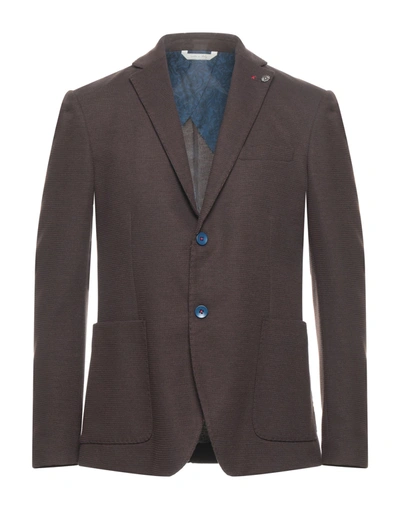Shop Alessandro Gilles Suit Jackets In Dark Brown