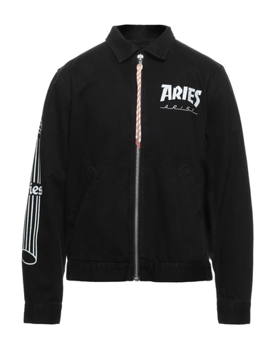 Shop Aries Denim Outerwear In Black