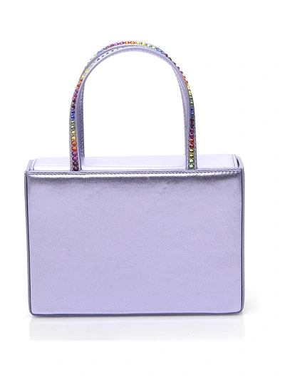 Shop Amina Muaddi Amini Gilda Rainbow Crystal Tote Bag In Purple