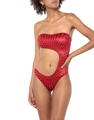 Shop Agogoa One-piece Swimsuits In Maroon