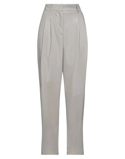 Shop Msgm Woman Pants Light Grey Size 12 Polyester, Polyurethane