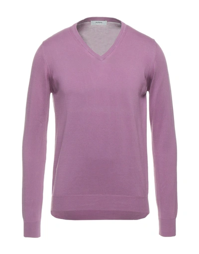 Shop Alpha Studio Man Sweater Light Purple Size 40 Cotton