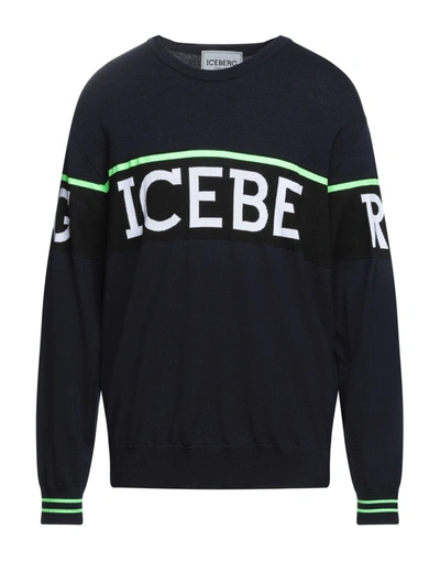 Shop Iceberg Man Sweater Midnight Blue Size Xxl Virgin Wool, Cotton