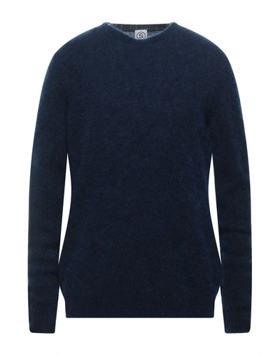 Shop Soho Man Sweater Midnight Blue Size L Mohair Wool, Merino Wool, Polyamide, Elastane